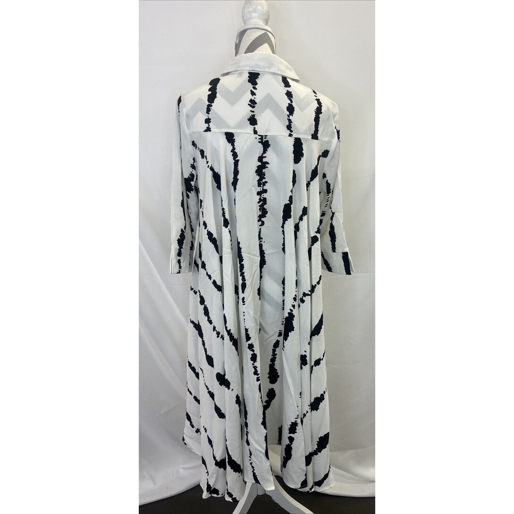 P Luca Milano Dropback Blouse High Low White & Black Spotted Stripes Medium FS - Picture 3 of 10
